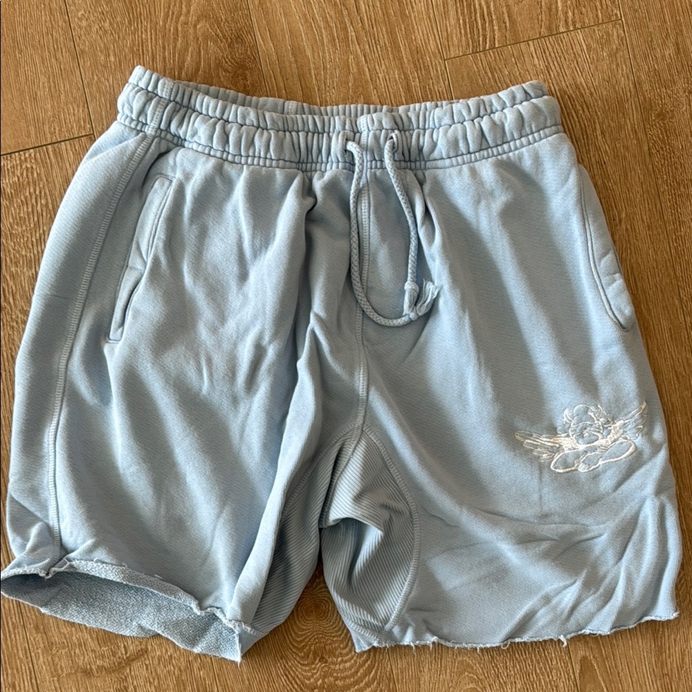 Boys Lie Blue Athletic Shorts with Elastic Waistband and Distressed Detailing